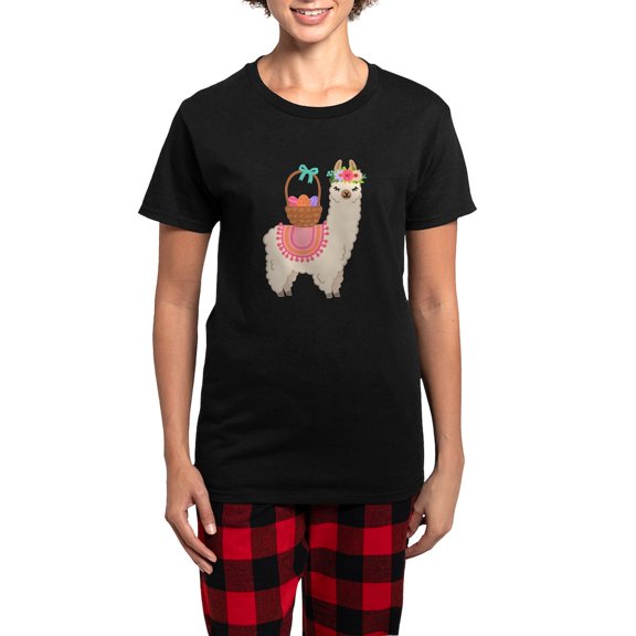 CafePress - EASTER ALPACHA Pajamas - Women's Short Sleeve Print T-Shirt and Pants Dark Cotton Pajama Set