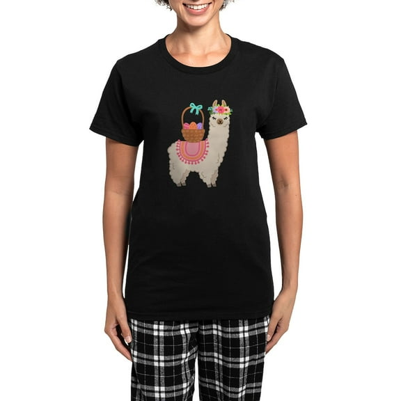CafePress - EASTER ALPACHA Pajamas - Women's Short Sleeve Print T-Shirt and Pants Dark Cotton Pajama Set