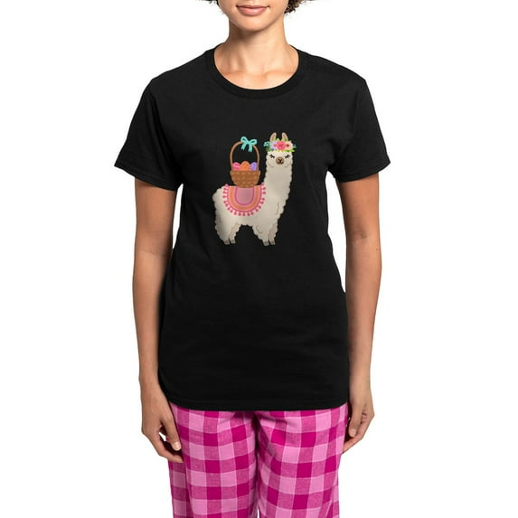 CafePress - EASTER ALPACHA Pajamas - Women's Short Sleeve Print T-Shirt and Pants Dark Cotton Pajama Set