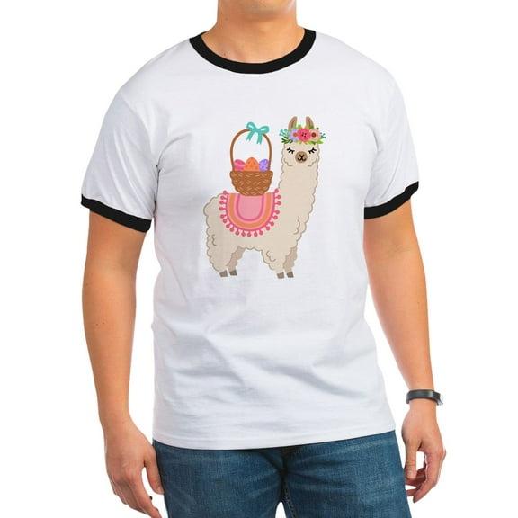 CafePress - EASTER ALPACHA T Shirt - 100% Cotton Ringed T-Shirt