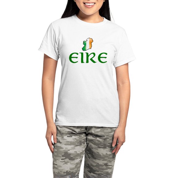 CafePress - EIRE (IRELAND) Women's Light Pajamas - Women's Short Sleeve Print T-Shirt and Pants Light Cotton Pajama Set