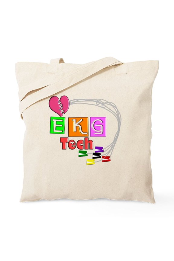 - EKG Tech Tote Bag - Unisex Canvas Tote Bag, Beige, 1-Piece