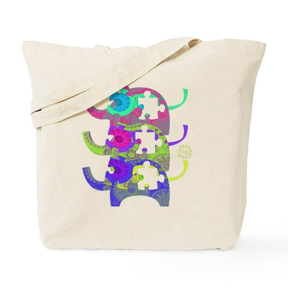 CafePress - ELEPHANTS FOR AUTISM Tote Bag - Unisex Canvas Tote Bag, Beige, 1-Piece