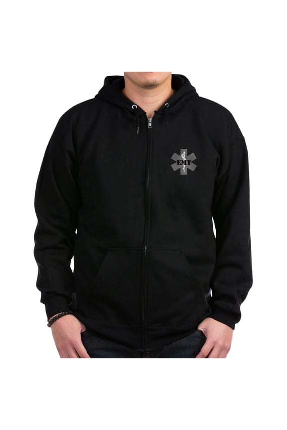 - EMT Zip Hoodie (Dark) - Zip Hoodie, Classic Hooded Sweatshirt with Metal Zipper