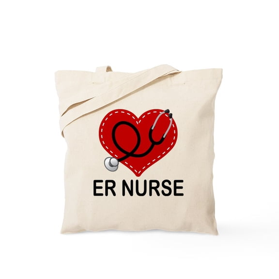CafePress - ER Nurse Heart Tote Bag - Unisex Canvas Tote Bag, Beige, 1-Piece