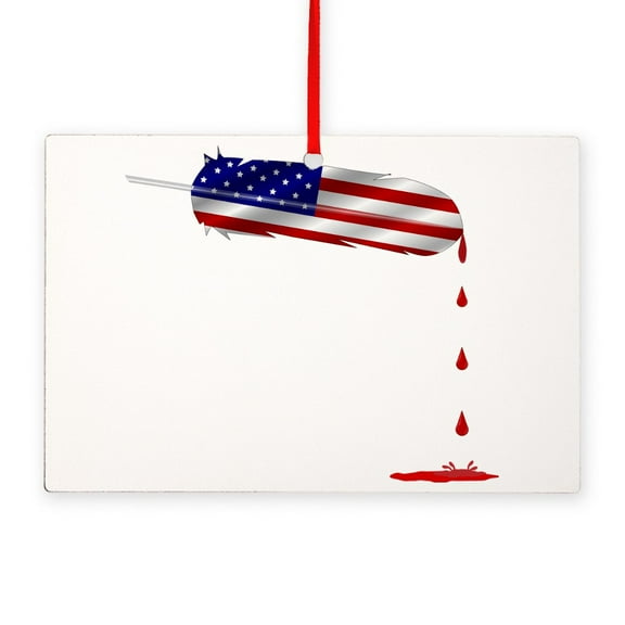 CafePress - Eagle Feather Flag - Wood Rectangle Ornament 6"x4"