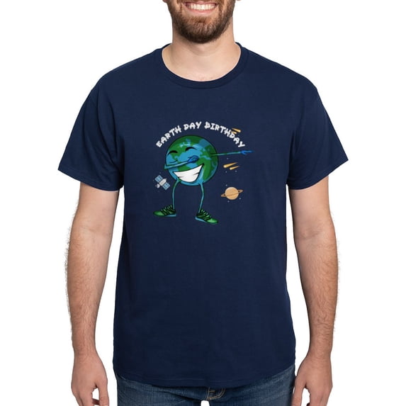 CafePress - Earth Day My Birthday Planet Earth Dabbing T Shirt - Men's Classic Graphic Cotton T-Shirt