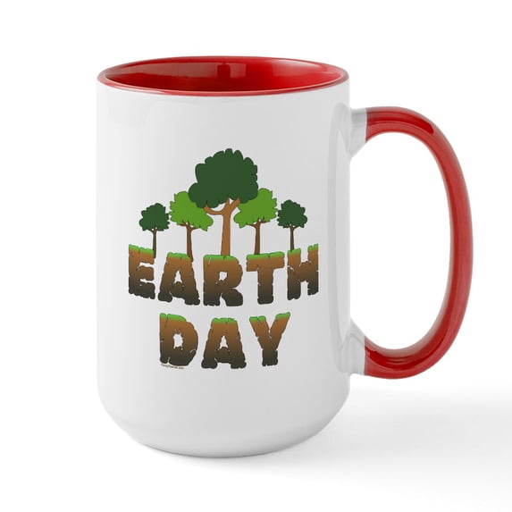 CafePress - Earth Day Trees Large Mug - 15 oz Ceramic Large White Novelty Mug