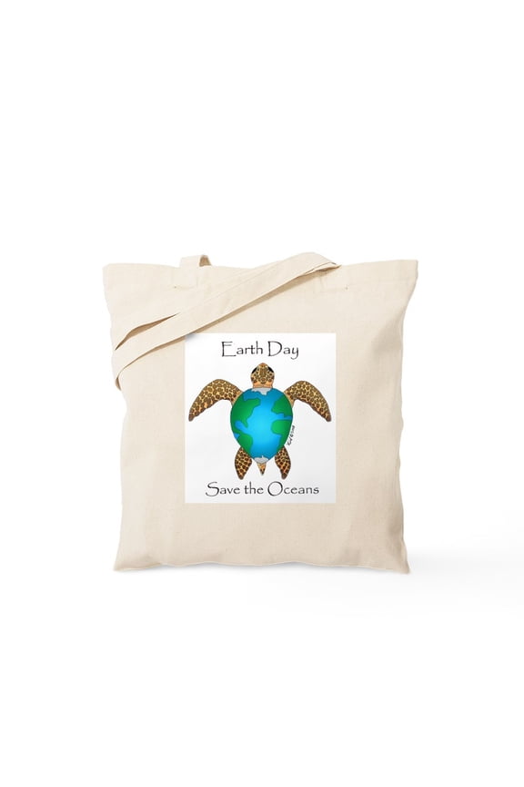 - Earth Day Turtle Tote Bag - Unisex Canvas Tote Bag, Beige, 1-Piece