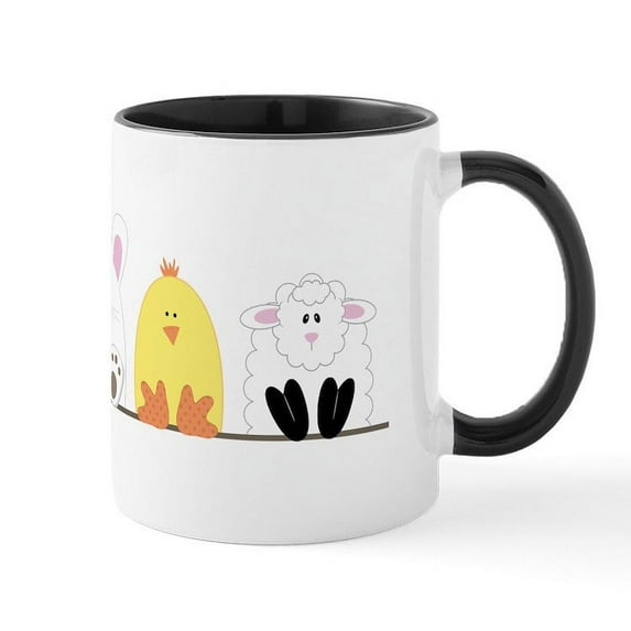 CafePress - Easter Animal Border Mugs - 11 oz Ceramic Mug - Novelty Coffee Tea Cup