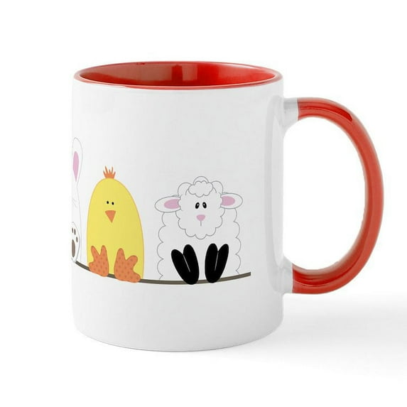 CafePress - Easter Animal Border Mugs - 11 oz Ceramic Mug - Novelty Coffee Tea Cup