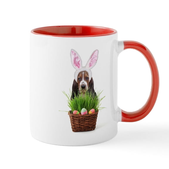 CafePress - Easter Basset Hound Mug - 11 oz Ceramic Mug - Novelty Coffee Tea Cup