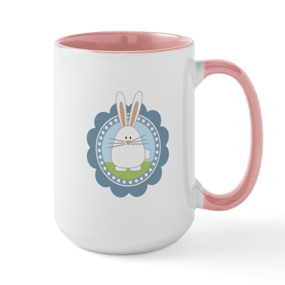 CafePress - Easter Bunny Decal Mugs - 15 oz Ceramic Large White Novelty Mug