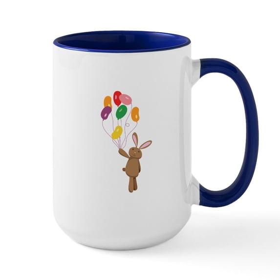 CafePress - Easter Bunny Jelly Bean Balloons Mugs - 15 oz Ceramic Large White Novelty Mug