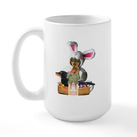 CafePress - Easter Bunny Lily Large Mug - 15 oz Ceramic Large White Novelty Mug