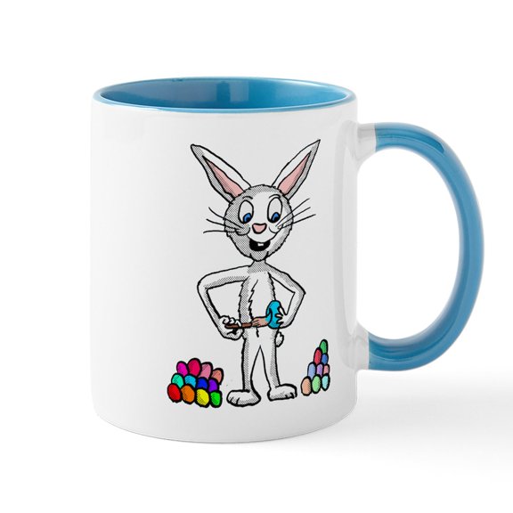 CafePress - Easter Bunny Painting Eggs Mugs - 11 oz Ceramic Mug - Novelty Coffee Tea Cup
