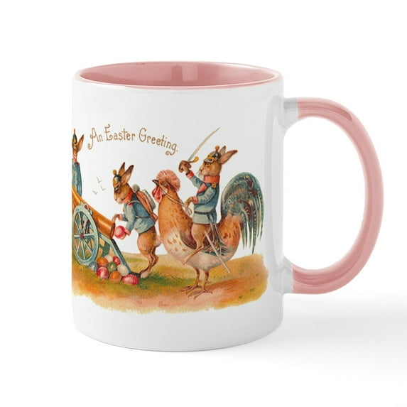 CafePress - Easter Bunny War Vintage Mugs - 11 oz Ceramic Mug - Novelty Coffee Tea Cup