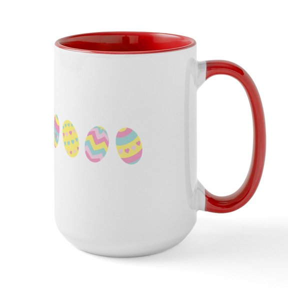 CafePress - Easter Egg Border Mugs - 15 oz Ceramic Large White Novelty Mug
