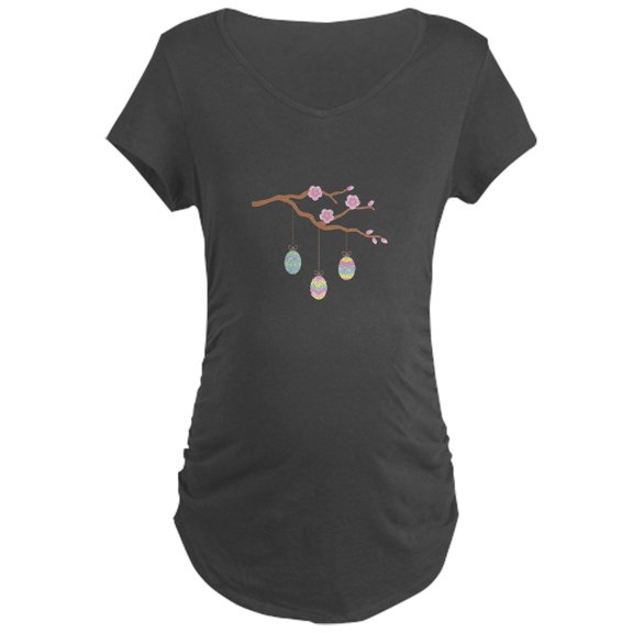 CafePress - Easter Egg Cherry Blossom Maternity T Shirt - Maternity Dark T-Shirt