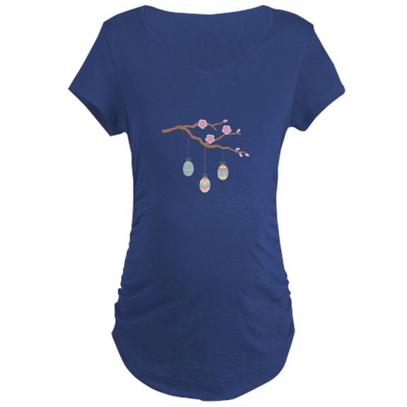CafePress - Easter Egg Cherry Blossom Maternity T Shirt - Maternity Dark T-Shirt