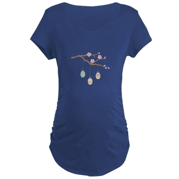 CafePress - Easter Egg Cherry Blossom Maternity T Shirt - Maternity Dark T-Shirt