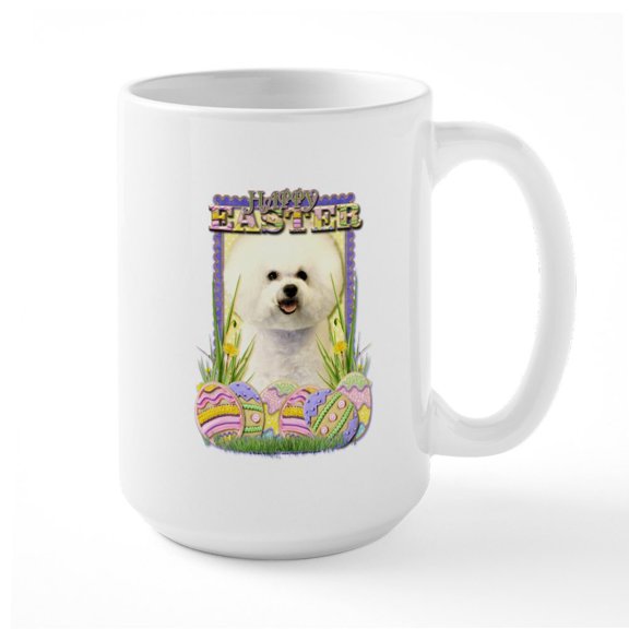 CafePress - Easter Egg Cookies Bichon Large Mug - 15 oz Ceramic Large White Novelty Mug