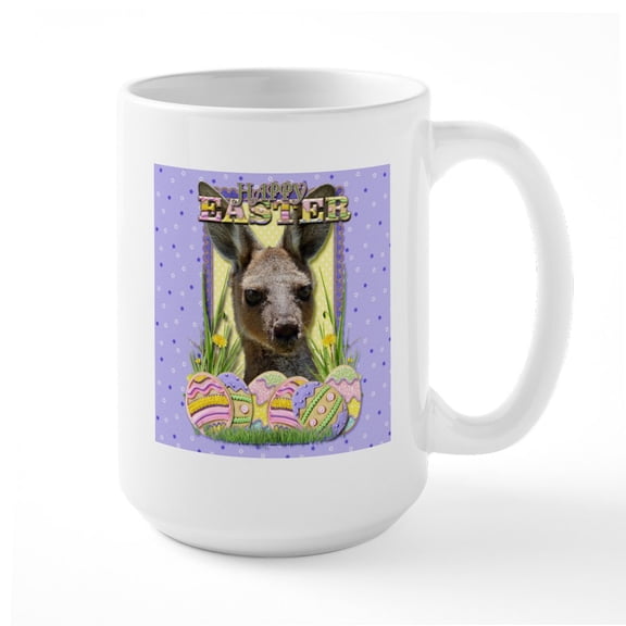 CafePress - Easter Egg Cookies Kangaroo Large Mug - 15 oz Ceramic Large White Novelty Mug