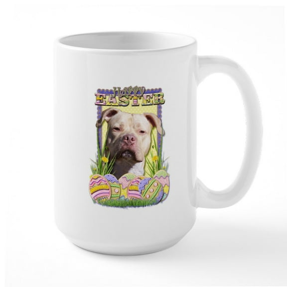 CafePress - Easter Egg Cookies Pitbull Large Mug - 15 oz Ceramic Large White Novelty Mug