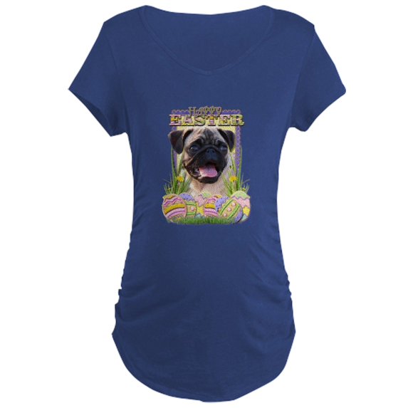 CafePress - Easter Egg Cookies Pug Maternity Dark T Shirt - Maternity Dark T-Shirt