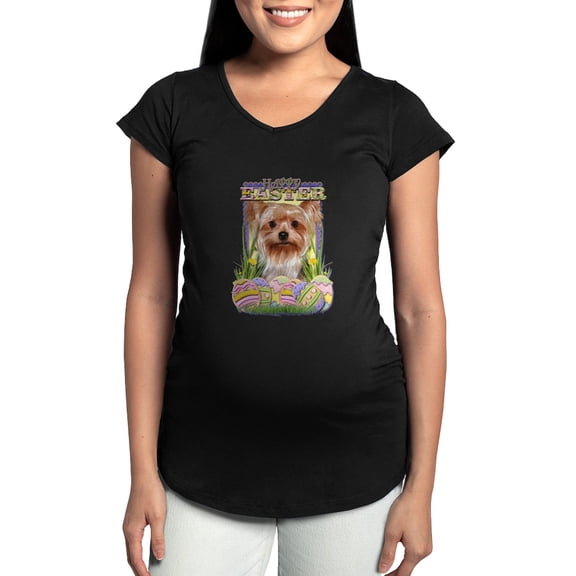 CafePress - Easter Egg Cookies Yorkie Maternity Dark T Shirt - Maternity Dark T-Shirt