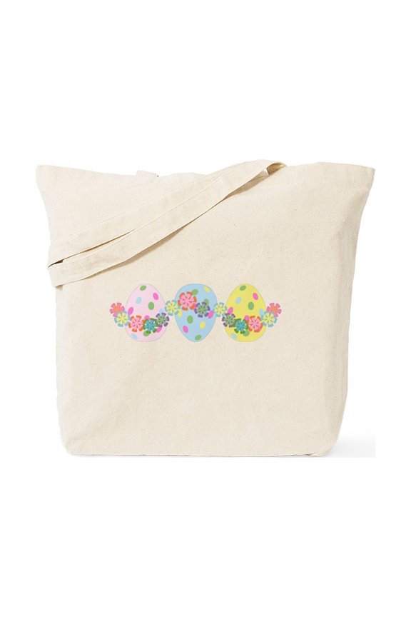 - Easter Eggs 'N Garland Goodie Bag - Unisex Canvas Tote Bag, Beige, 1-Piece