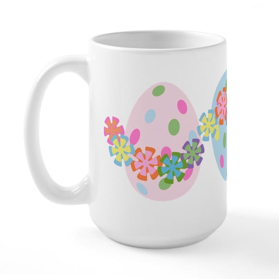 CafePress - Easter Eggs 'N Garland Large Mug - 15 oz Ceramic Large White Novelty Mug