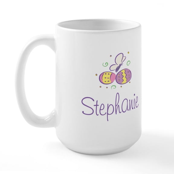 CafePress - Easter Eggs Stephanie Large Mug - 15 oz Ceramic Large White Novelty Mug