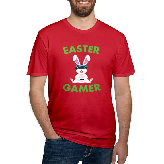 CafePress - Easter Gaming Bunny Gamer T Shirt - Men's Fitted T-Shirt