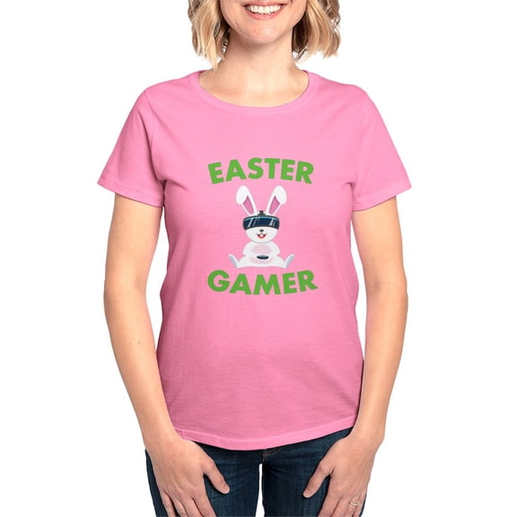 CafePress - Easter Gaming Bunny Gamer T Shirt - Women's Traditional Fit Dark T-Shirt