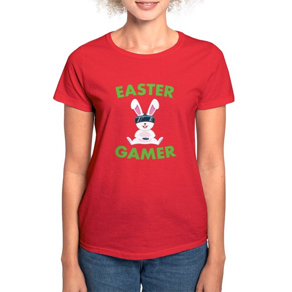 CafePress - Easter Gaming Bunny Gamer T Shirt - Women's Traditional Fit Dark T-Shirt