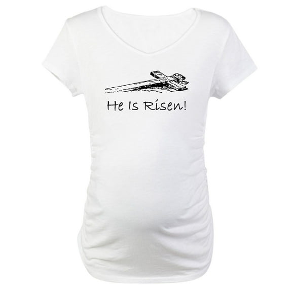 CafePress - Easter He Has Risen Cross Maternity T Shirt - Cotton Maternity T-shirt, Cute & Funny Pregnancy Tee