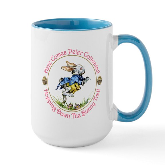 CafePress - Easter Here Comes Peter Cottontail Large Mug - 15 oz Ceramic Large White Novelty Mug