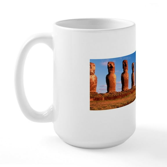 CafePress - Easter Island Statues Large Mug - 15 oz Ceramic Large White Novelty Mug