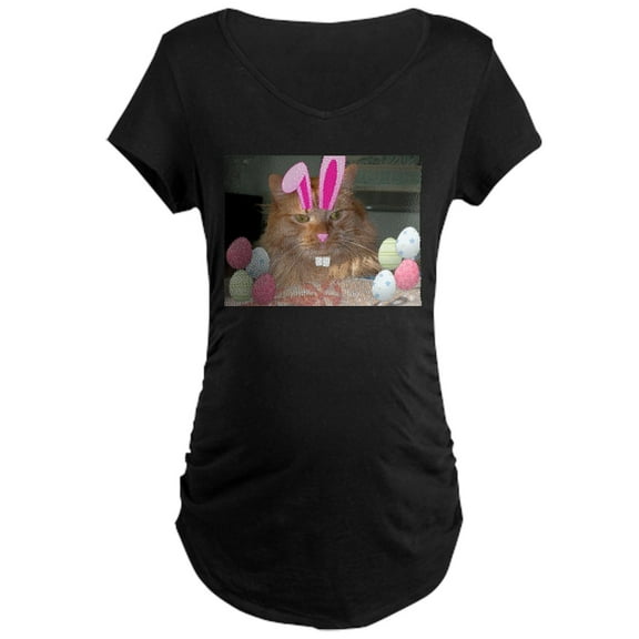 CafePress - Easter Orange Tabby Cat Maternity T Shirt - Maternity Dark T-Shirt