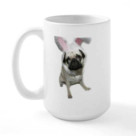 CafePress - Easter Pug Large Mug - 15 oz Ceramic Large White Nolvety Mug