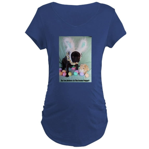 CafePress - Easter Puggy Maternity Dark T Shirt - Maternity Dark T-Shirt