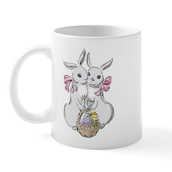 CafePress - Easter Rabbits Mug - 11 oz Ceramic Mug - Novelty Coffee Tea Cup