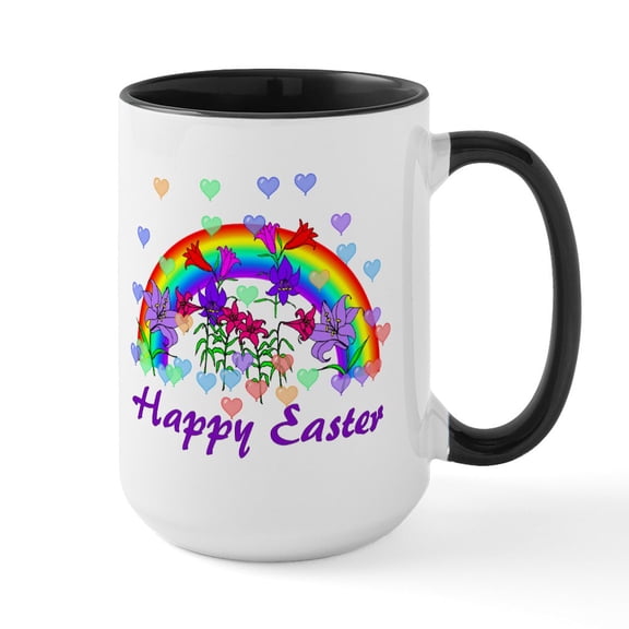 CafePress - Easter Rainbow - 15 oz Ceramic Large White Novelty Mug