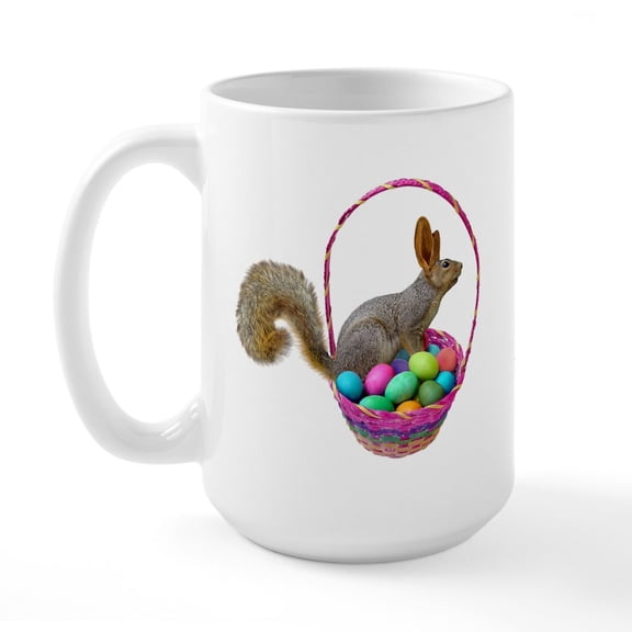 CafePress - Easter Squirrel Large Mug - 15 oz Ceramic Large White Novelty Mug