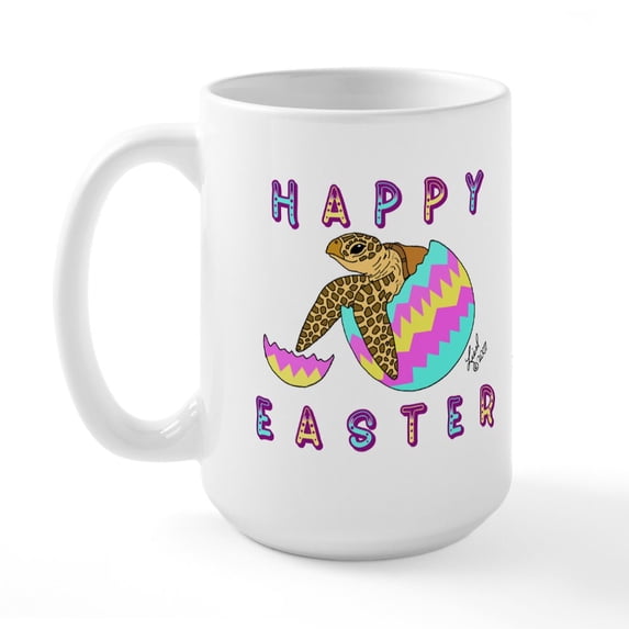 CafePress - Easter Turtle Large Mug - 15 oz Ceramic Large White Novelty Mug