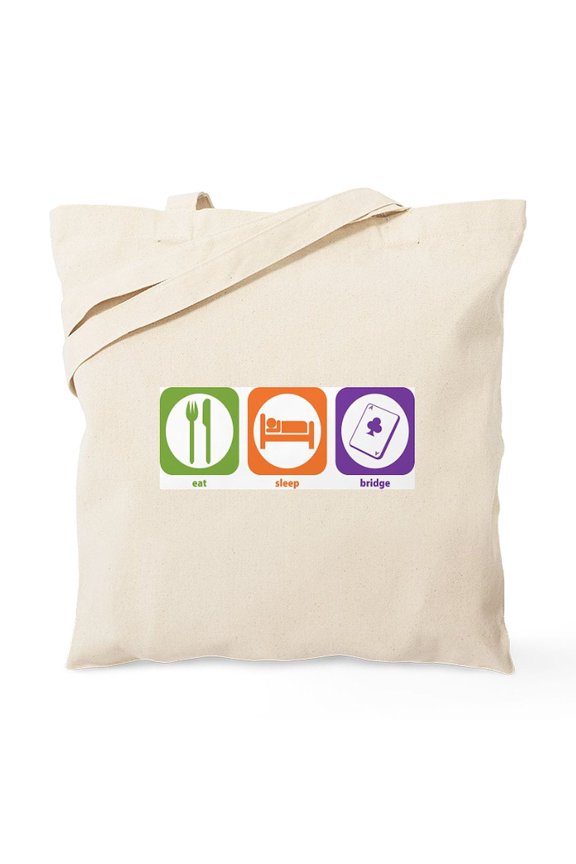 - Eat Sleep Bridge Tote Bag - Unisex Canvas Tote Bag, Beige, 1-Piece