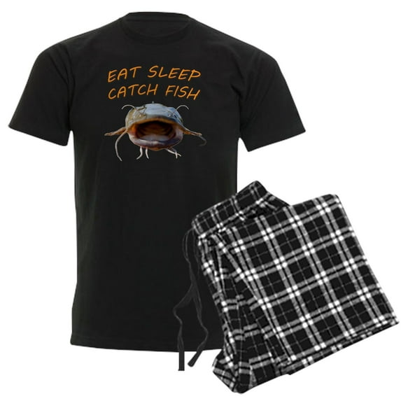CafePress - Eat Sleep Catch Fish Men's Dark Pajamas - Men's Dark Loose Fit Cotton Pajama Set
