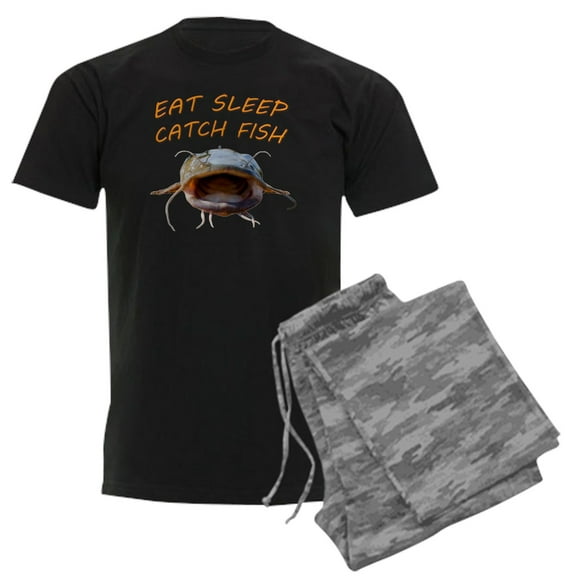 CafePress - Eat Sleep Catch Fish Men's Dark Pajamas - Men's Dark Loose Fit Cotton Pajama Set