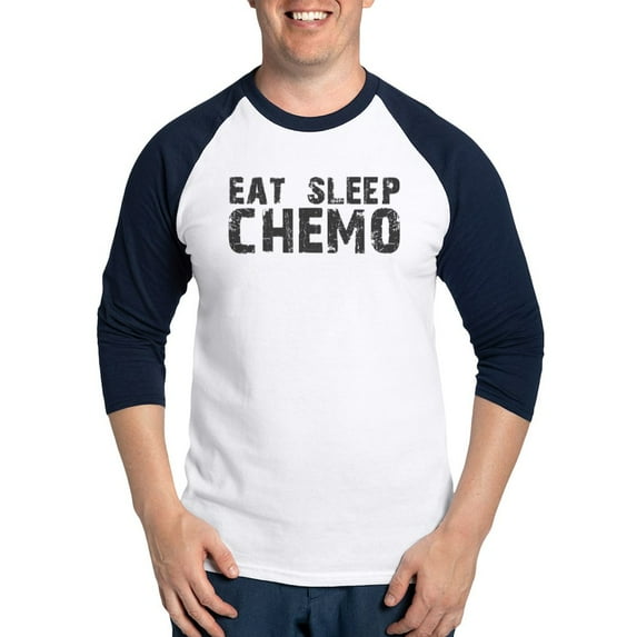 CafePress - Eat Sleep Chemo Baseball Jersey - Cotton Baseball Jersey, 3/4 Raglan Sleeve Shirt